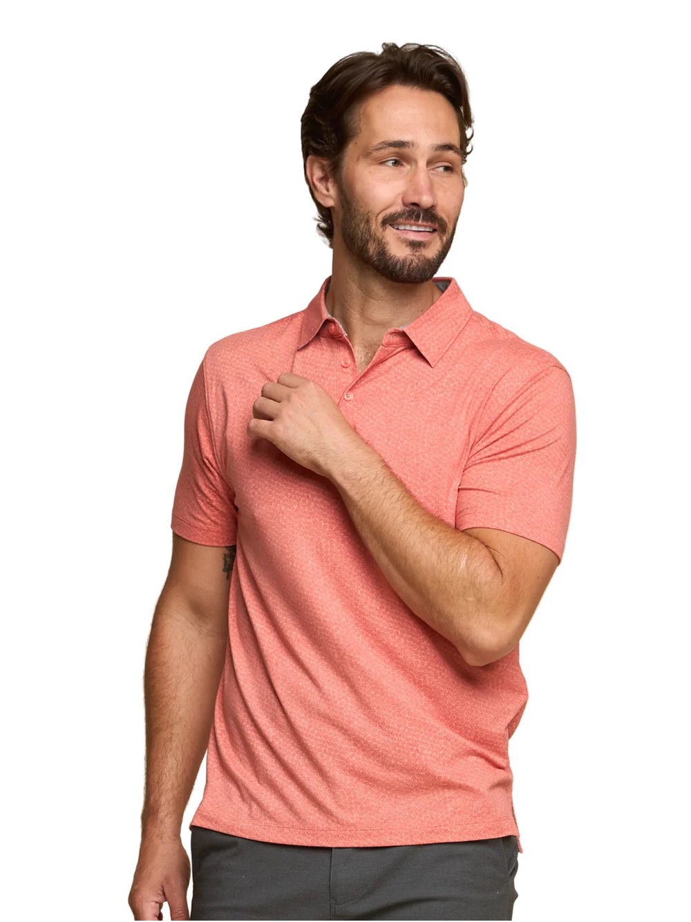 Men's Coral Polo Shirt - Casual Short Sleeve